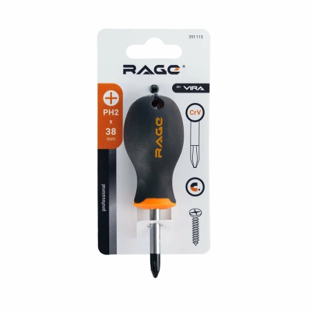 Отвертка крестовая PH2X38 мм RAGE by VIRA 391115; УТ-00000473
